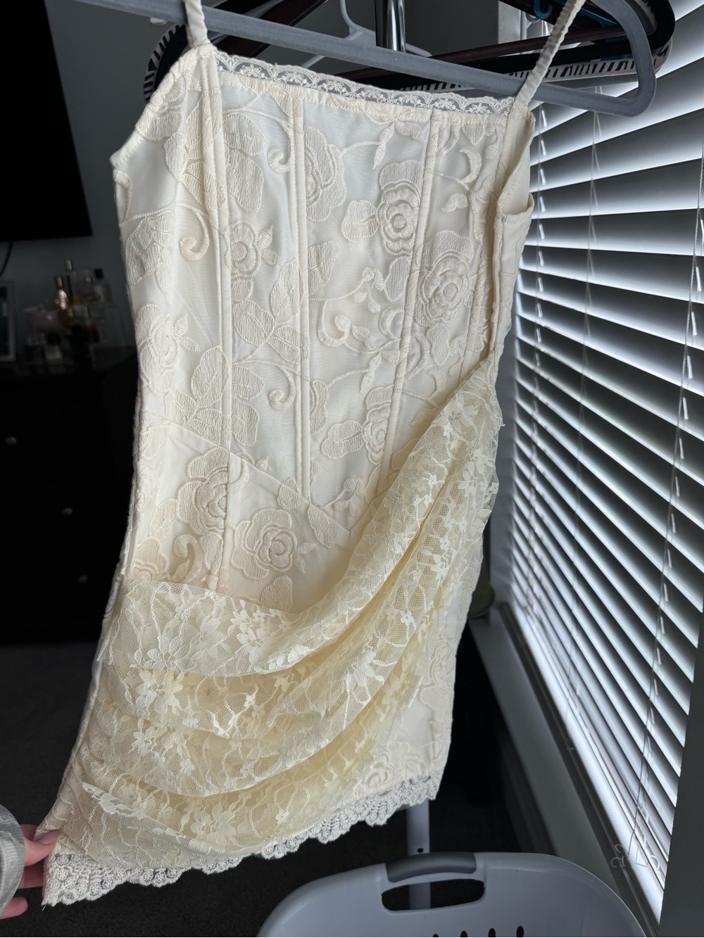Peppermayo Ivory Lace Mini Dress